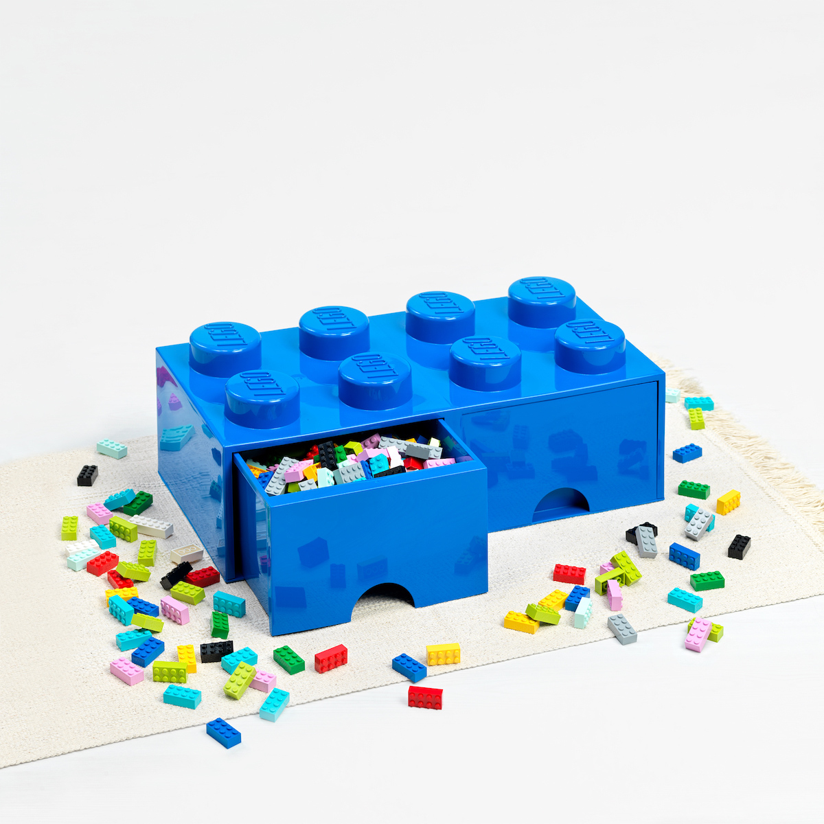 LEGO BRICK STORAGE BOX 8 WITH 2 DRAWERS STACKABLE BLOCKS KIDS WHITE 