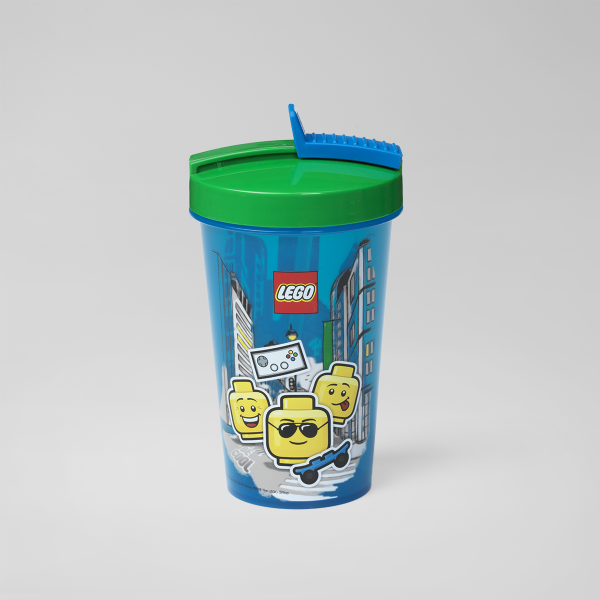 tumbler straw, classic, boy, kindergarten, break, sporty, activity, hydration, plastic, lego