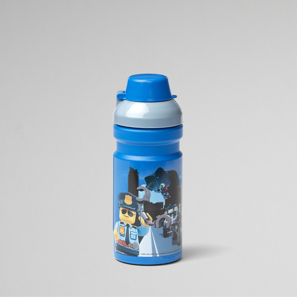 Lego drinking bottle, plastic, Set, lunch, kid, blue, fun, hydration, City