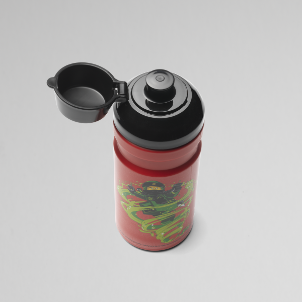 Lego Ninjago drinking bottle, fun, collection, food, drink, children, fun, red, beverages, imagination, open lid,